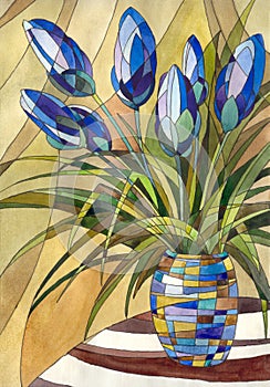 Abstract flowers in a vase