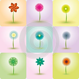 Abstract Flowers vector backgrounds