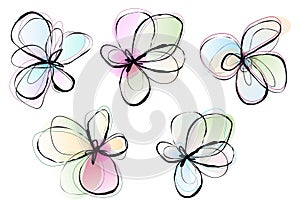 Abstract flowers, vector set