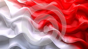 Abstract Red and White Silk Fabric Waves