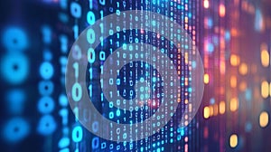 Abstract Flowing Binary Code Data Stream, Technology Background, Big Data Information Flow