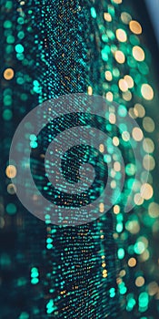 Abstract Flowing Binary Code Representing Data, Digital Information Stream, Technology Background
