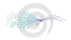 Abstract Flowing Circuit Lines Vector, Dynamic Tech Data Graphic, vector design Generative AI