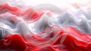 Abstract Red and White Flowing Fabric Waves
