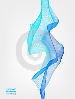 Abstract digital landscape with flowing particles. Cyber or technology background.