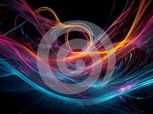 Abstract flowing energy waves in neon colors