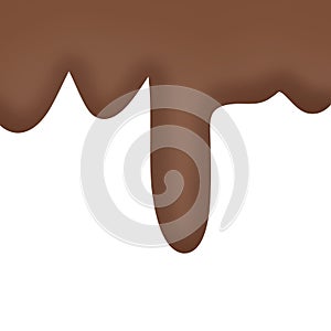 Abstract flowing fluid or chocolate melting isolated on white background