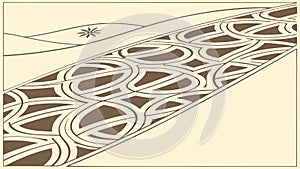 Abstract Flowing Geometric River Pattern, vector design Generative AI