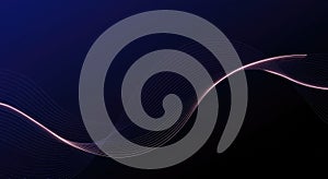 Abstract flowing glowing lines creating dynamic digital wave pattern on deep blue background