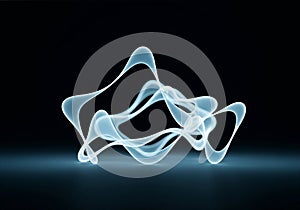 Abstract flowing light wave shape on dark minimal background