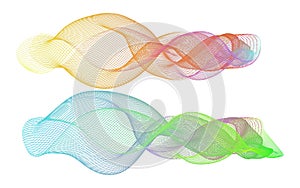 Abstract flowing lines create a colorful and dynamic wave pattern on white background