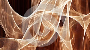 Abstract flowing lines creating wavy pattern on brown background