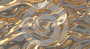 Abstract flowing liquid gold and chrome texture