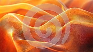 Abstract flowing orange fabric texture background rendering