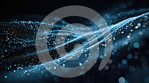 Abstract flowing particle wave representing data and technology