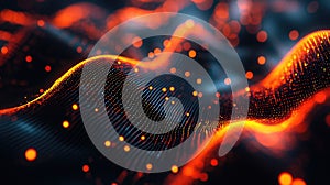 Abstract flowing particle wave representing data and technology