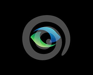 Abstract Eye Logo on Black Background