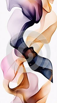 Abstract flowing shapes in soft colors create a dynamic visual composition