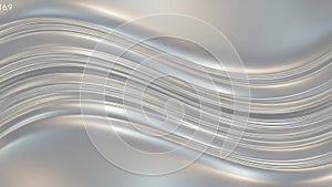 Abstract flowing silver metallic waves with soft light reflections and subtle texture