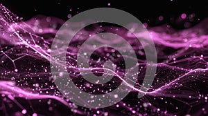 Abstract flowing technology network with connecting data points