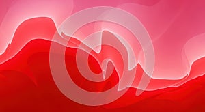Abstract flowing waves of vibrant red and soft pink hues create a dynamic visual experience