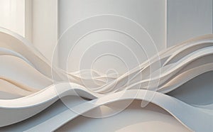 Abstract flowing white forms with soft light and shadow