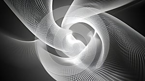 Abstract flowing white lines creating futuristic mesh vortex