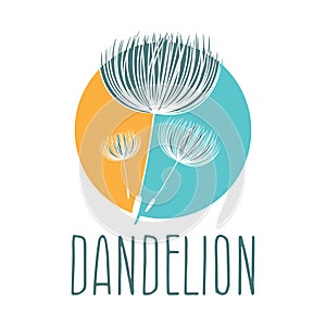 Abstract fluffy dandelion flower logo. illustration