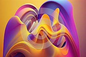 Abstract fluid 3d render holographic iridescent neon curved wave in motion dark background.