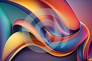 Abstract fluid 3d render holographic iridescent neon curved wave in motion dark background.