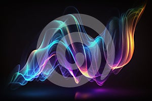 Abstract Fluid 3d Render Holographic Wave. Dark Electric Blue Gradient Design for Banners, Backgrounds, Wallpapers. Generative Ai