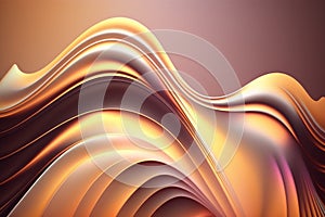 Abstract Fluid 3d Render Holographic Wave. Light Orange Gradient Design for Banners, Backgrounds, Wallpapers. Generative Ai