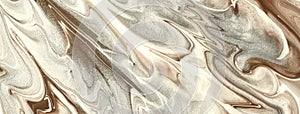 Abstract fluid art background beige and silver colors. Liquid marble. Acrylic painting with gray gradient