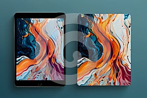 Abstract, fluid art designs that flow beautifully on both devices.