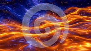 Abstract Fluid Art: Orange Fire And Blue Ice Energy Background, Modern Texture