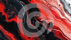 Abstract fluid art with red and black swirling patterns