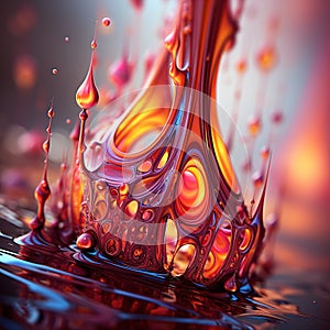 Abstract fluid background with vivid colors. Ai generative