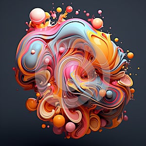 Abstract fluid background with vivid colors. Ai generative