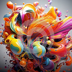 Abstract fluid background with vivid colors. Ai generative
