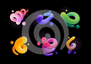 Abstract fluid curve. Gradient blend line, creative liquid colorful shapes and banner vector backgrounds set. Modern design with