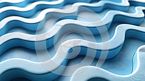 Abstract fluid 3D realistic of Baby blue and white wavy background Abstract Realism Unleashed photo