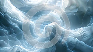 Abstract fluid 3D realistic of Baby blue and white wavy background Abstract Realism Unleashed photo