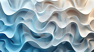 Abstract fluid 3D realistic of Baby blue and white wavy background Abstract Realism Unleashed photo