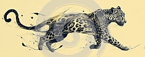 Abstract Fluid Leopard Running in Motion