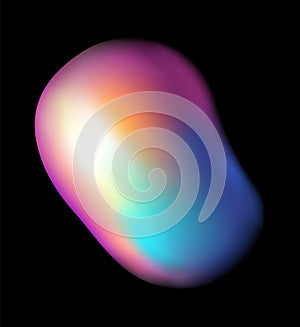 Abstract fluid rainbow coloring element. Iridescent shape, simple liquid amorphous splodge object, creative colored photo