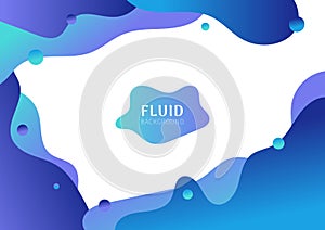 Abstract fluid shape gradient blue color isolated on white background