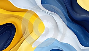 abstract fluid shapes in blue and yellow photo