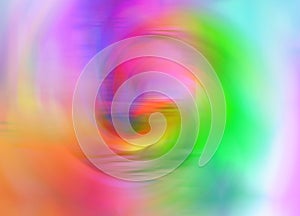 Abstract fluid swirl or vortex of bright rainbow color mix shape spiral liquid twist. Magic spiral illusion in pink, green, violet