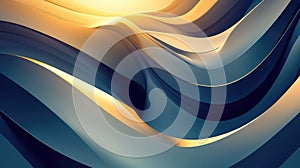 Abstract fluid waves with golden blue colors
