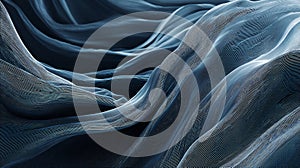 Abstract Fluidity: Dynamic Blue Waves with Intricate Textural Details and Striking Patterns